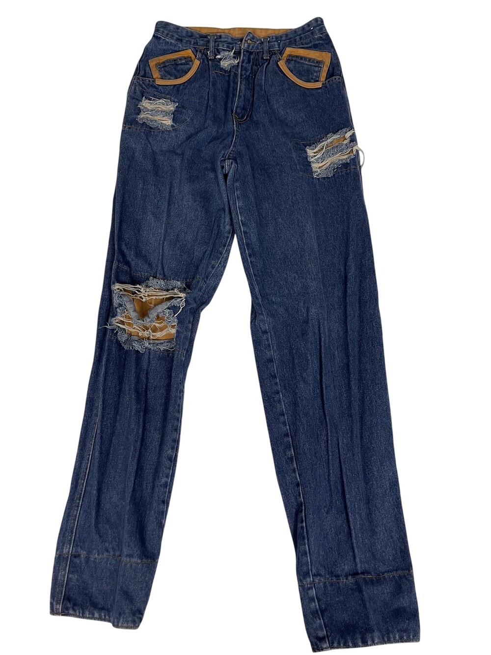 Machine Jeans Mens 29x34 Blue Distressed Contrast Lining USA Made (28x32.5) READ